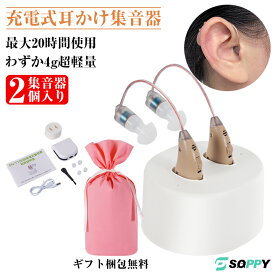 【正規品 最大集音効果40倍&ラッピング無料】2個セット集音器 耳掛けタイプ耳掛け式 USB充電式小型左右両用集音機しゅうおんき集音器高齢者使いやすいハウリングなし抑制耳かけ式4g超軽量目立たないコンパクト簡単操作介護テレビ視聴