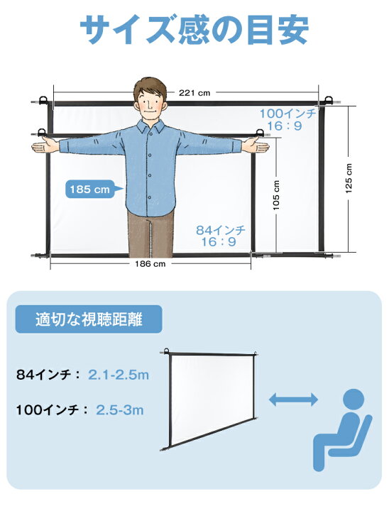 楽天市場】【楽天2位・吊り下げ・壁掛け式】プロジェクタースクリーン 