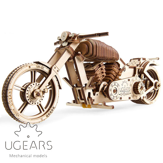 <BR>Ugears ユーギアーズ 木製組立立体パズル バイク VM-02