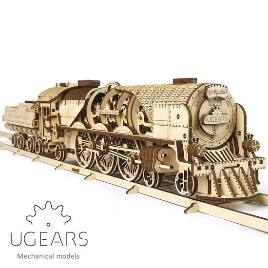 <BR>Ugears ユーギアーズ 木製組立立体パズル V Express 蒸気機関車