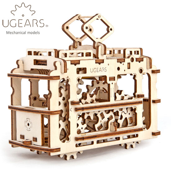 業界No.1 Ugears ユーギアーズ トラム 贈り物 木製組立立体パズル
