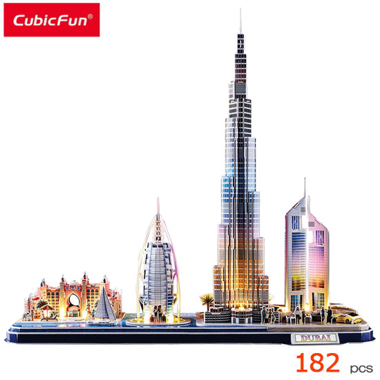 CubicFun キュービックファン 3D立体パズル L523h ドバイ LED付 182ピース 建物組立パズル