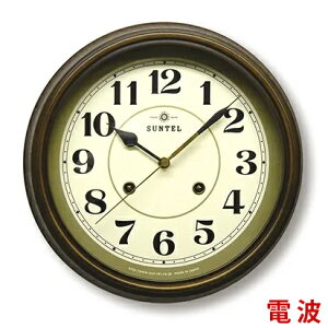 【無料ラッピングサービス有り】EUスタイル クラシカル電波掛け時計 アラビア数字 アンティークブラウン DQL674AAN さんてる 日本製