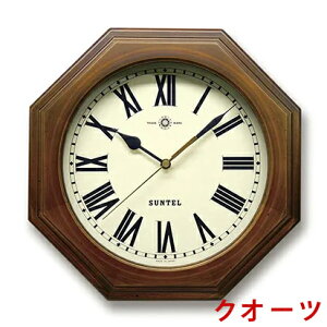 【無料ラッピングサービス有り】天然木レトロ八角掛け時計 ローマ数字 クオーツ アンティークブラウン レトロデザイン QL712RAN さんてる 日本製