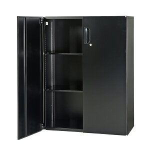 日本製 両開き 書庫 下置用 ブラック スチール製 W900×D450×H1050mm 鍵付き キャビネット A4サイズ対応 オフィス書庫 収納 スチール書庫 業務用 ファイル棚 収納棚 オフィス 事務所 オフィス家具