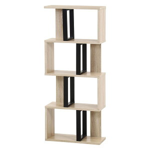 S字ディスプレイラック 4段 オーク W590×D235×H1385 ラック シェルフ おしゃれ かっこいい 収納家具 リビング ARview 不二貿易 インテリア家具 【法人様限定】