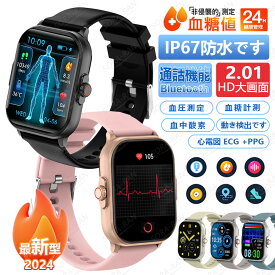 【2024最新型 工場直営 品質保証】 スマートウォッチ 心電図 ECG +PPG 血圧測定 血糖 値 計測 2.01インチ大画面 丸型 24時間体温測定 通話機能 血糖値 血圧 血中酸素 高精度心拍数 睡眠管理 日本製センサー 多運動モード iPhone/Android対応 高齢者 男女兼用 腕時計