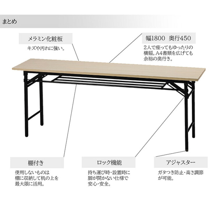 楽天市場】会議用テーブル 折りたたみ 1800 450 会議テーブル 6色 長机 