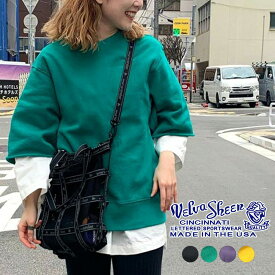 【ポイント5倍 6/1 0:00～23:59】 ベルバシーン スウェット VELVASHEEN RW 5/S CREW SWEAT SORA別注 5分袖 クルースウェット 半袖 レイヤー 正規取扱品 【返品交換不可】