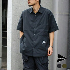 【ポイント10倍 6/1 0:00～23:59】 アンドワンダー シャツ 半袖 メンズ and wander uv cut stretch SS shirt UVカット ストレッチ ショートスリーブ シャツ 5744183158 正規取扱品