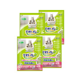 ユニ・チャーム デオトイレ ふんわり香る 消臭・抗菌サンド ホワイトフローラルの香り 3.8Lx4 ゼオライト配合 撥水サンド 強力消臭 猫用トイレ砂【ケース品】