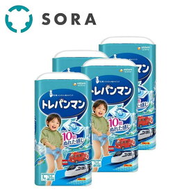 ユニ・チャーム トレパンマン ブルー Lサイズ トイレトレーニング用オムツ 34枚×4袋 やわらかフィット＆吸収力アップ 子ども用パンツタイプ【ケース品】