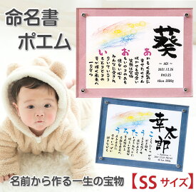 命名書 かわいい 出産祝い お七夜 （SSサイズ）クリアフレーム オーダー 漢字 ローマ字 出生日時 命名 ポエム 名入れ プレゼント オシャレ 可愛い 命名紙 誕生日 記念 新生児 赤ちゃん 男の子 女の子