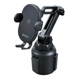 セイワ(SEIWA) 車内用品 スマホホルダー Qi ワイヤレス充電器搭載 ブラック D600 ドリンクホルダー差込取付 USB Pow 送料無料