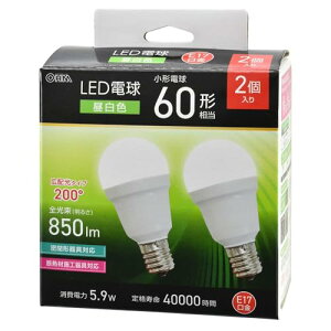 �I�[��(OHM)�I�[���d�@ LED�d�����` E17 60�`���� �����F 2�� LDA6N-G-E17 IS53 2P 06-5482 ��������