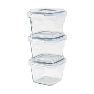 シービージャパン 耐熱ガラス 保存容器 180ml スクエア 3個セット つくりおき 冷凍 電子レンジOK 食器洗浄機OK 熱湯消毒OK 送料無料