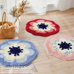 玄関マット RICO(リコ) 50×50 cm(花柄) レッド・ブルー・ピンク DESIGN LIFE スミノエ 日本製 防ダニ加工 おしゃれ かわいい ブランド 室内 北欧 滑り止め 防ダニ 風水