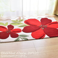 【楽天ロジ配送】玄関マット 70×120 cm アベル 室内 花柄 北欧 おしゃれ 色 北 レッド 赤 滑り止め かわ…