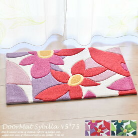 玄関マット マランタ シビラ 45×75 cm Mranta 北欧 室内 グリーン・ピンク Sybilla ブランド 花柄 かわいい 花