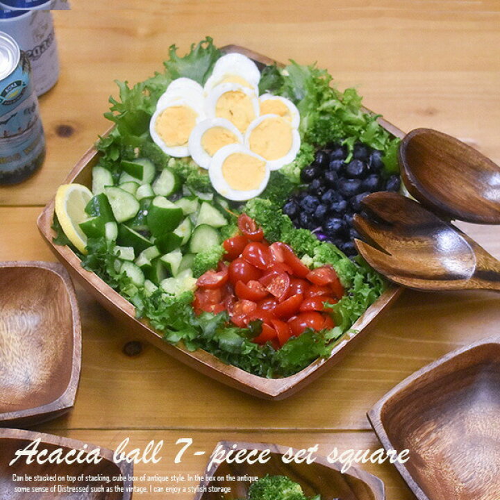 楽天市場】アカシア 食器 アカシアボールセット7点セット （スクエア 