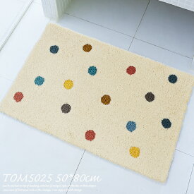 玄関マット TOM5025 50cm×80cm 東リ 防ダニ加工 室内 おしゃれ かわいい アクリル ホワイト 水玉 モダン 北欧 洗える 高級感 風水 玄関マット 北 日本製