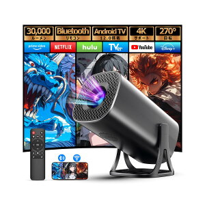 �v���W�F�N�^�[ �ƒ�p�y30000LM?Bluetooth�����R��?Android TV12.0����?4K�Ή�?270°��]�z �v���W�F�N�^�[ ���^ ���P�x ���A��1080P