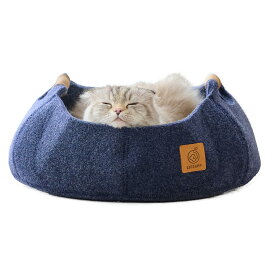 【】 フェルトキャットベッド (コハル) スモーキーネイビー ペット 猫 犬 ハウス クッション ねこ おしゃれ 小型犬 ウール 白