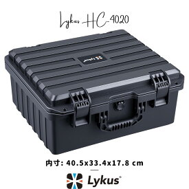 Lykus HC-4020 防水防塵 プロテクターケース 格子状カットスポンジ内蔵 内寸:40.5x33.4x17.8 cm ミラーレス カメラ プロジェクター パソコン ピストル ドローン レンズ タブレット インカム 適用 耐衝撃 密閉性 SGS認証 IP67級