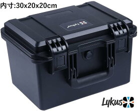 Lykus HC-3020 防水防塵ハードケース 格子状カットスポンジが内蔵 内寸:30x20x20cm 一眼レフカメラ ピストル ドローン ミラーレスカメラ アクションカメラ スマホ タブレット アイパッドに適用 プロテクターケース ツールケース SGS認証 IP67級 運搬 収納 保管 スポンジ DIY