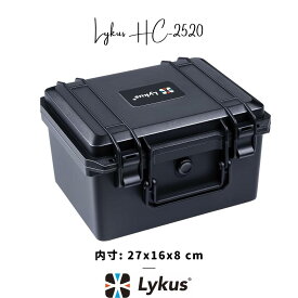 Lykus HC-2520 防水防塵ハードケース 格子状カットスポンジ内蔵 内寸:25x19x15.5cm ピストル 小型ドローン ミラーレスカメラ アクションカメラ スマホ タブレット アイフォン アイパッドに適用 プロテクターケース SGS認証 IP67級