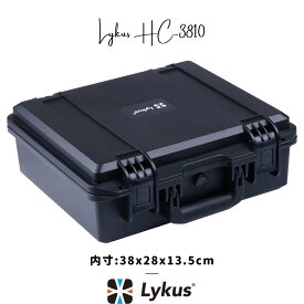 Lykus HC-3810 防水防塵 プロテクターケース 格子状カットスポンジ内蔵 内寸:38x28x13.5cm ピストル ドローン ミラーレス カメラ アクションカメラ レンズ スマホ タブレット インカム 適用 耐衝撃 密閉性 SGS認証 IP67級