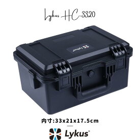 Lykus HC-3320 防水防塵 プロテクターケース 格子状カットスポンジ内蔵 内寸:33x21x17.5cm 一眼レフカメラ ピストル ドローン ミラーレスカメラ アクションカメラ スマホ タブレット インカム 適用 耐衝撃 密閉性 SGS認証 IP67級