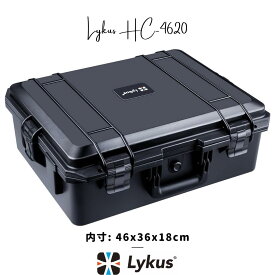 Lykus HC-4620 防水防塵 プロテクターケース 格子状カットスポンジ内蔵 内寸:46x36x18cm ミラーレス カメラ プロジェクター パソコン ピストル ドローン レンズ タブレット インカム 適用 耐衝撃 密閉性 SGS認証 IP67級