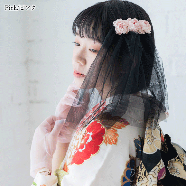 楽天市場】お花 と チュール の ヘッドドレス 日本製 ピンク