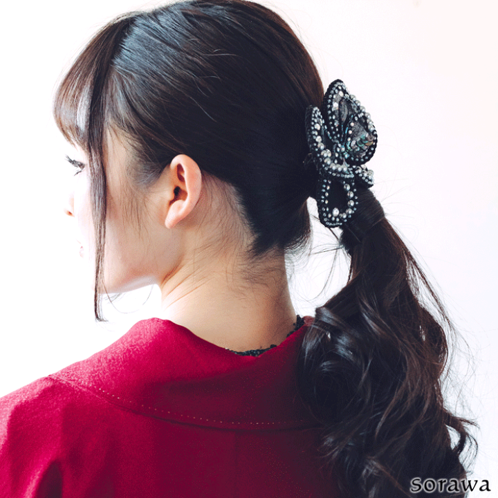 楽天市場】黒い蝶々の髪飾り ヘッドドレス クリップ でつける 髪