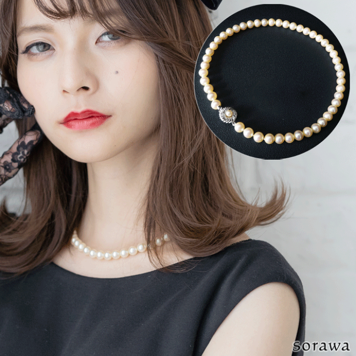楽天市場】【 メール便可 】7mm パール 一連 ネックレス 日本製 パール 