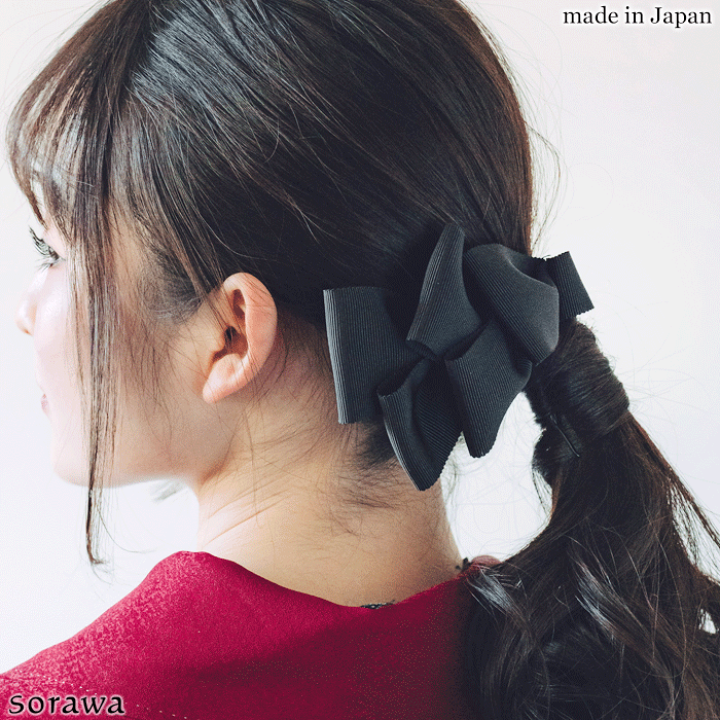 楽天市場】プリーツリボン グログラン ヘアクリップ oh-315 黒