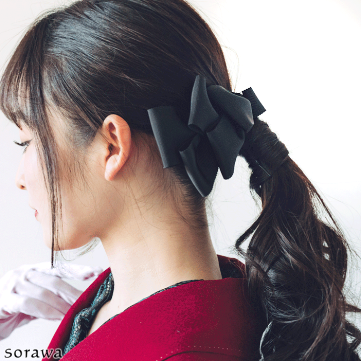 楽天市場】プリーツリボン グログラン ヘアクリップ oh-315 黒