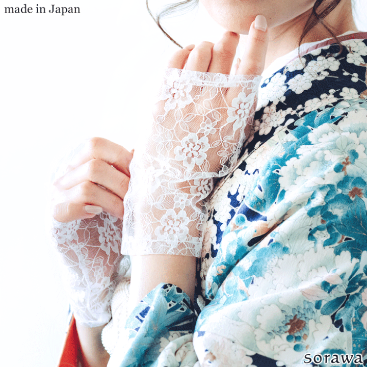 楽天市場】【 日本製 】フィンガーレス レース ショートグローブ