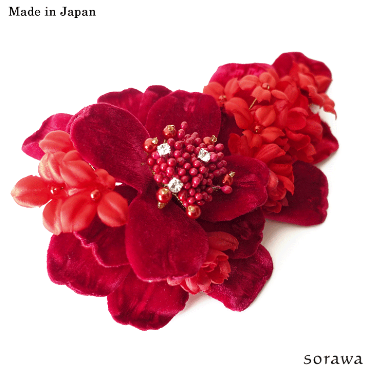 楽天市場】【 送料無料 】 赤い花の髪飾り 赤一色の髪飾り ヘッド