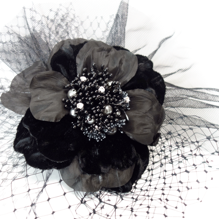 楽天市場】【 送料無料 】 黒い花の髪飾り ブラックフラワー の ヘッド