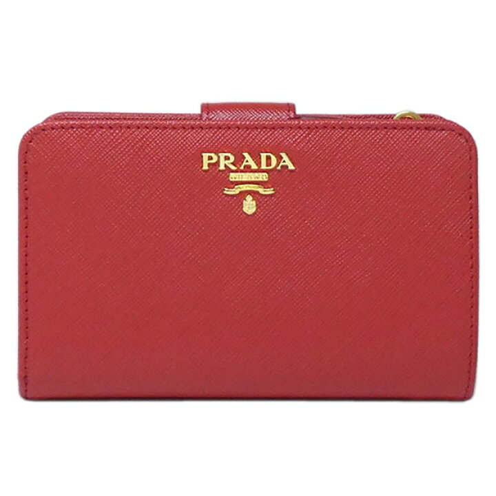 楽天市場】PRADA プラダ 二つ折り 財布 サフィアーノ レッド マルチ 