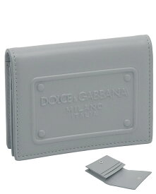 【2024年春夏新作】 ドルチェ＆ガッバーナ DOLCE&GABBANA カードホルダー カーフスキン レリーフロゴ BP1643AG21880753 ドルガバ ドルチェ＆ガッバーナ ミラノ ロゴ 名刺ケース カードケース グレー メンズ 【新品 新作 未使用 正規品】