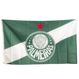 パルメイラスエンブレムチームフラッグ PALMEIRAS ホワイト×グリーン