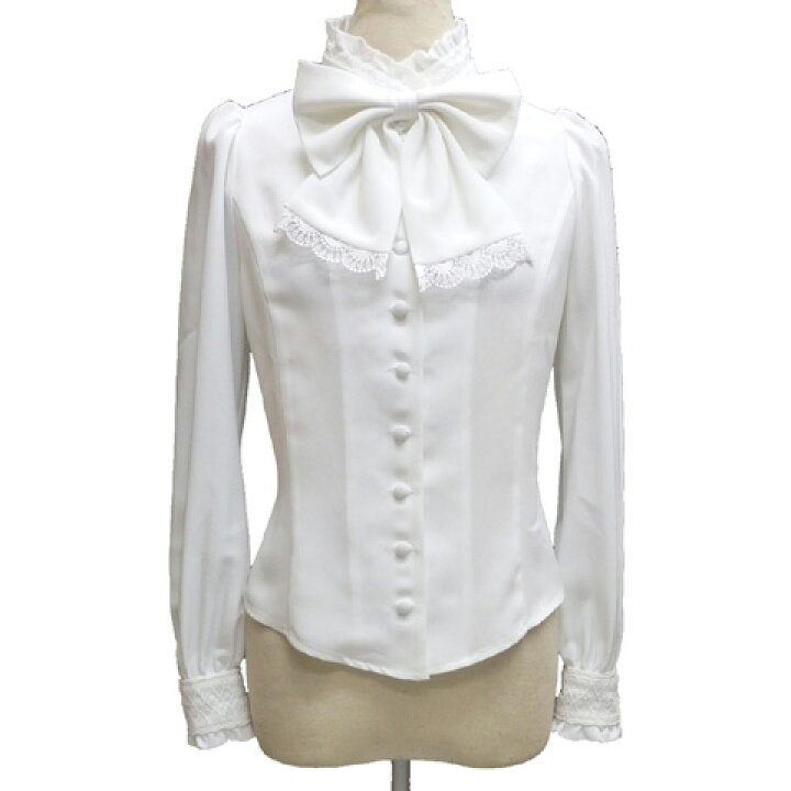 楽天市場】Sheglitシェグリット スタンドカラー リボンジャボブラウス  