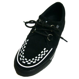 T.U.K 2-RING CREEPER SNEAKER[ BLACK SUEDE WITH WHITE INTERLACE ]TUK-A9182yz