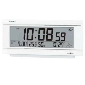 【セイコークロック GP501W デジタル時計 スペースリンク 衛星電波置時計 温湿度計表示 電子音アラーム(スヌーズ付) ライト付 (各種記念品向けに名入れ対応可能)】名入れ オリジナル　卒業　時計