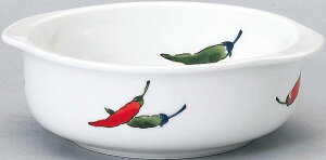 \店舗 業務用 物販向け 名入れ向け 陶器/【美濃焼 13cm耳付小鉢_軽量Dia Ceram 唐辛子 和 (個箱・名入れ代は、別途見積)】 オリジナル印刷/業務用食器