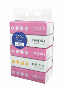 \イベント 縁日 催物 抽選会 ティッシュ/【ネピアソフトパックティシュ200W5個組】 ” 店舗用・業務用の備品・記念品・販売用グッズなどに”/” ノベルティ、記念品向けにまとめ買い・ま