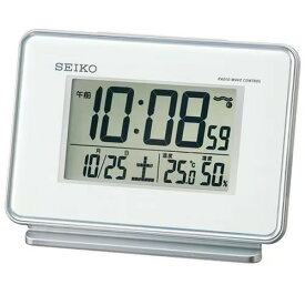 ＼ 販促品 ノベルティ グッズ　時計 / 【【名入れ専用】 セイコー SQ767W デジタル目覚まし時計 電波クロック ホワイト (名入れ対応可)】 ” 社員、従業員の勤続記念・表彰などにお勧めの記念品などに ”